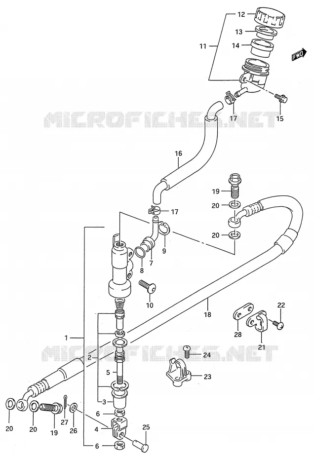 REAR BRAKE MASTER CYLINDER (MODEL M/N/P/R) Suzuki MOTO 250 RMX 1993  RMX250P(E28)