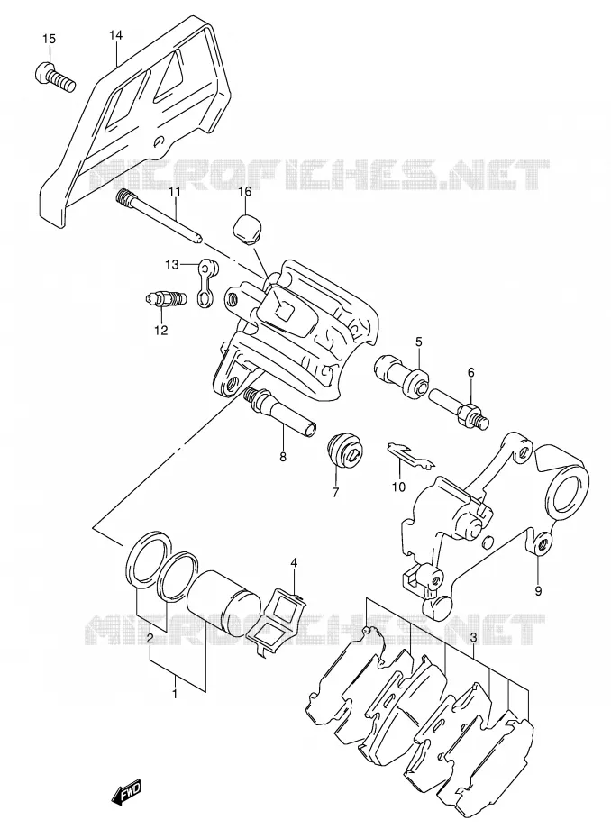 REAR CALIPER (MODEL S/T) Suzuki MOTO 250 RMX 1993  RMX250P(E1)