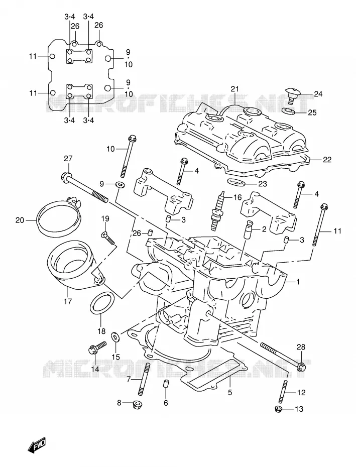 REAR CYLINDER HEAD (MODEL V) Suzuki MOTO 1000 TL-S 2000  TL1000SY(E2)