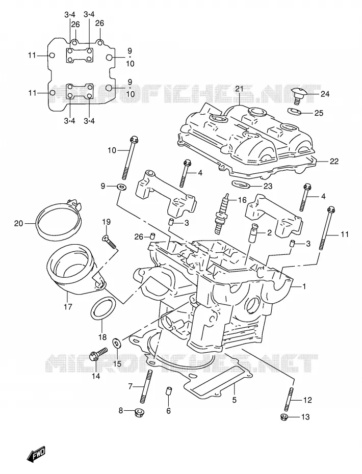 REAR CYLINDER HEAD Suzuki MOTO 1000 TL-R 1998  TL1000RW(E2)