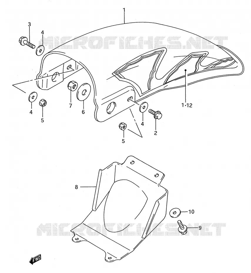 REAR FENDER (MODEL N/P/R/S) Suzuki MOTO 80 RM 1991  RM80M(E28)