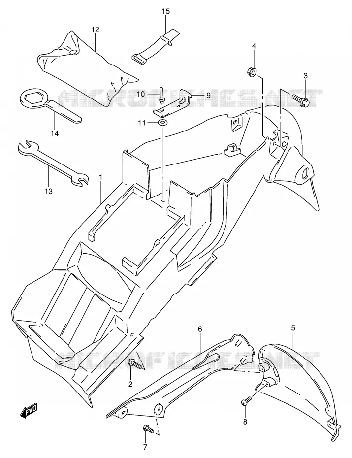 REAR FENDER (MODEL W/X/Y/K1) Suzuki MOTO 1000 TL-S 2000  TL1000SY(E2)