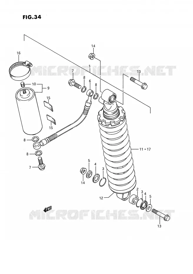 REAR SHOCK ABSORBER (MODEL G) Suzuki MOTO 80 RM 1986  RM80G(E3)