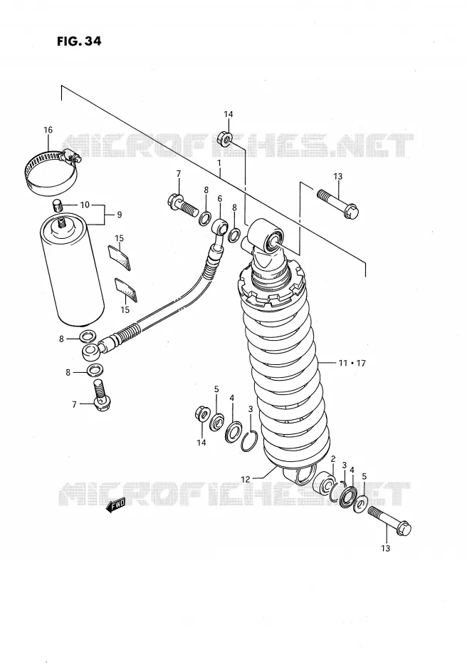 REAR SHOCK ABSORBER (MODEL G) Suzuki MOTO 80 RM 1994  RM80XR(E2)