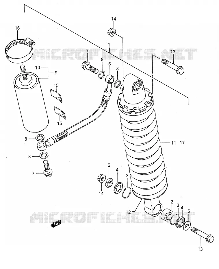 REAR SHOCK ABSORBER (MODEL H/J) Suzuki MOTO 80 RM 1990  RM80L(E28)