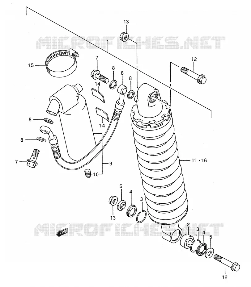 REAR SHOCK ABSORBER (MODEL K) Suzuki MOTO 80 RM 1991  RM80M(E28)