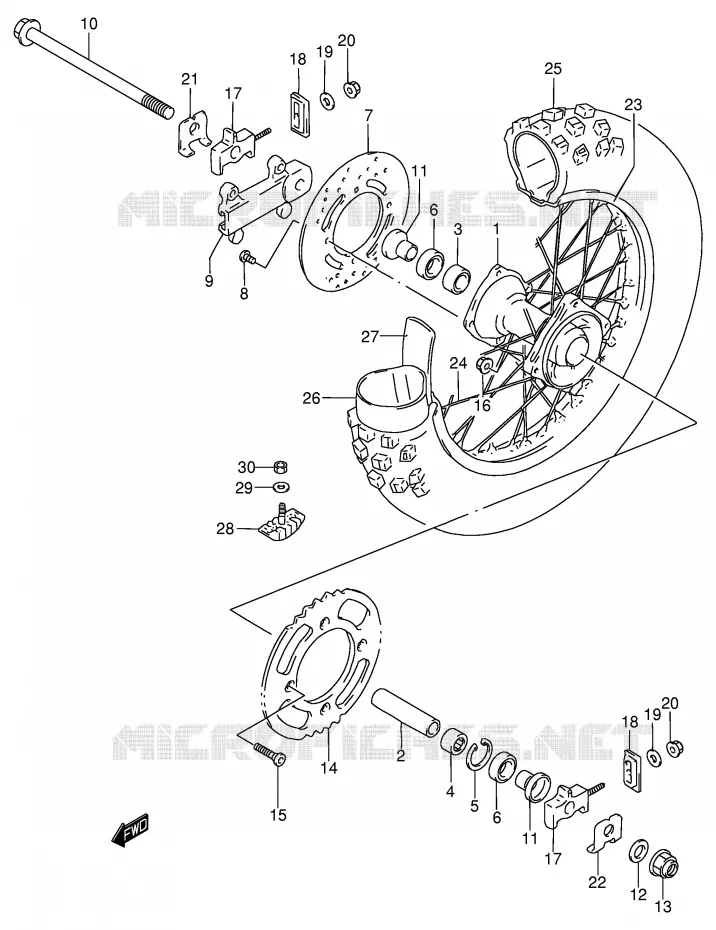 REAR WHEEL (RM85LK3) Suzuki MOTO 85 RM 2003  RM85K3(P3/P28)