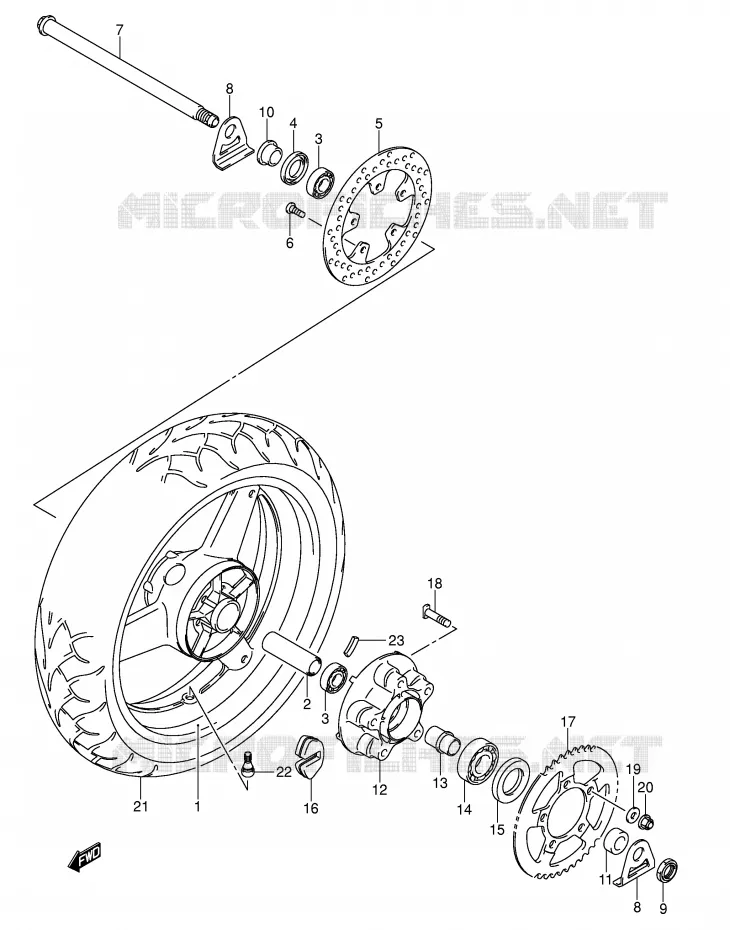 REAR WHEEL (SEE NOTE) Suzuki MOTO 650 SV-S 2007  SV650SAK7(E2)