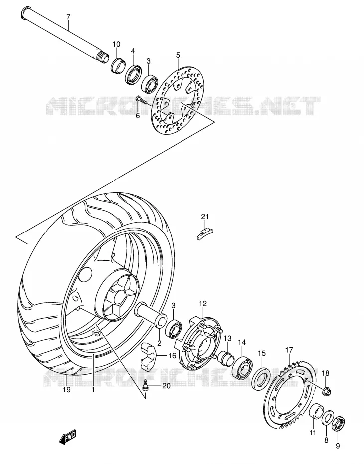 REAR WHEEL Suzuki MOTO 1000 SV 2003  SV1000S2K3(E2)