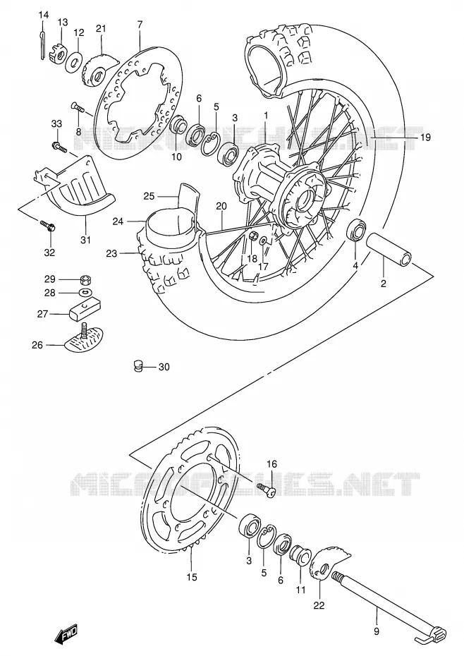 REAR WHEEL Suzuki MOTO 250 RMX 1998  RMX250W(E1)