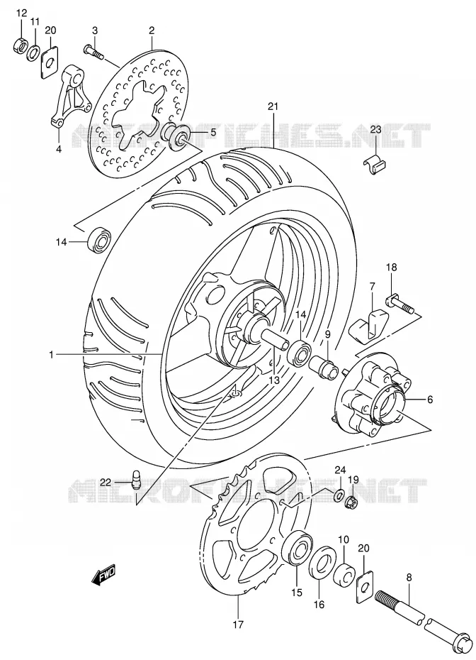 REAR WHEEL Suzuki MOTO 650 SV 2000  SV650Y(E2)