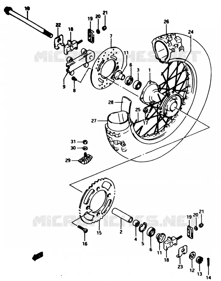 REAR WHEEL Suzuki MOTO 80 RM 1996  RM80T(T/V)