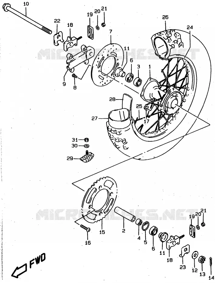REAR WHEEL Suzuki MOTO 80 RM 1997  RM80XV(T/V/W)