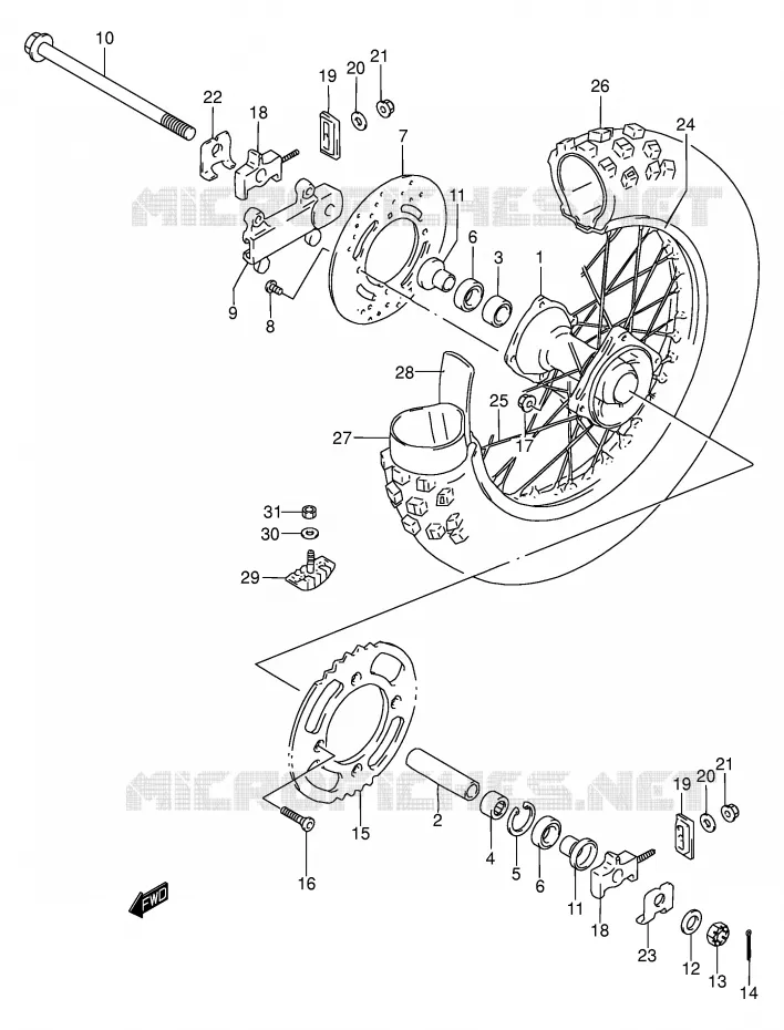 REAR WHEEL Suzuki MOTO 80 RM 2001  RM80K1(P3/P28)