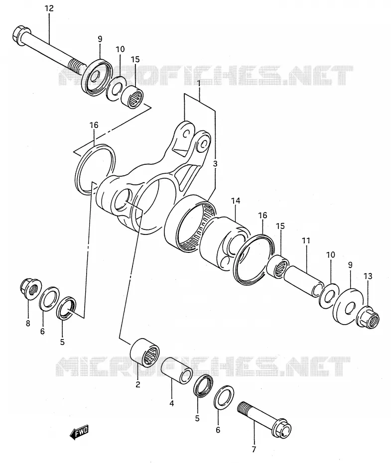 SHOCK ABSORBER LINKAGE (MODEL H/J/K) Suzuki MOTO 80 RM 1987  RM80H(E28)