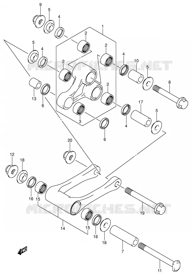 SHOCK ABSORBER LINKAGE (MODEL K4/K5/K6) Suzuki MOTO 125 RM 2004  RM125K4(E3/E28)