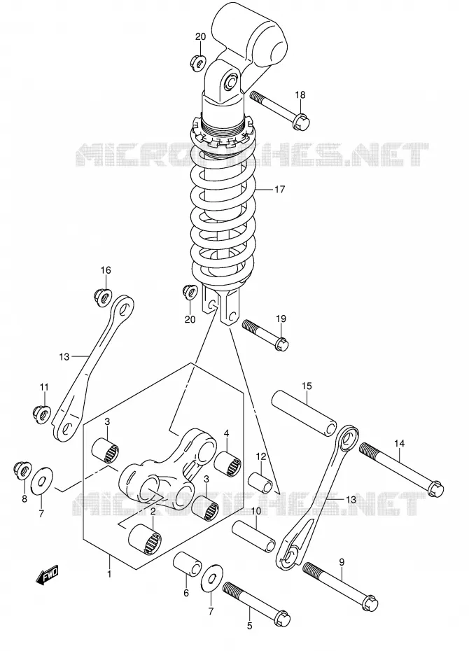 SHOCK ABSORBER LINKAGE Suzuki MOTO 1000 SV 2003  SV1000S1K3(E2)