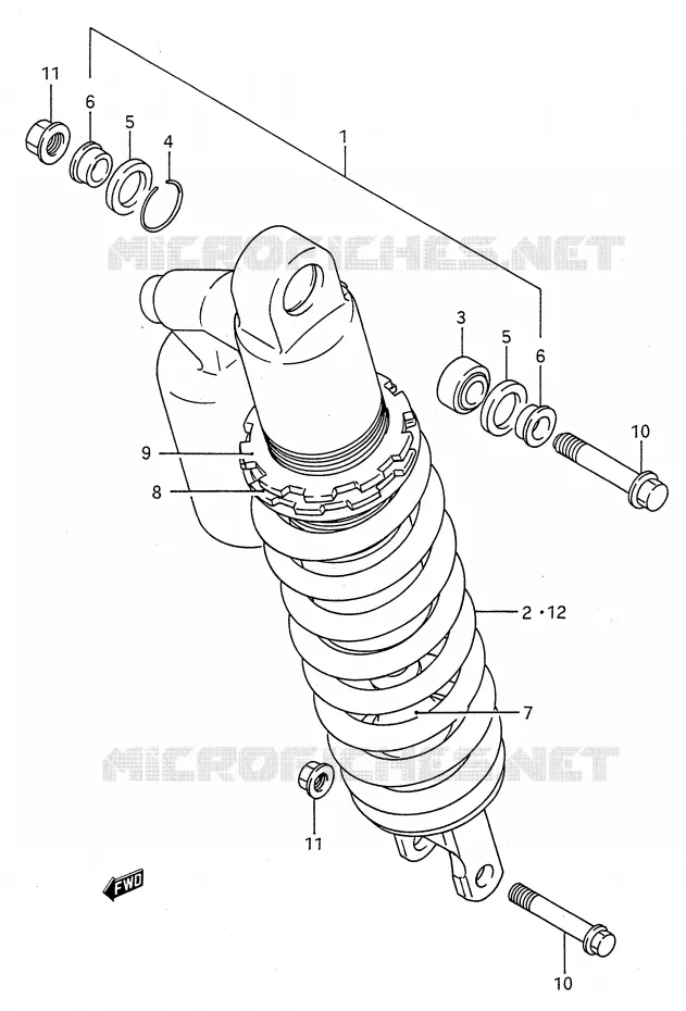 SHOCK ABSORBER (MODEL K/L) Suzuki MOTO 250 RMX 1992  RMX250N(E28)