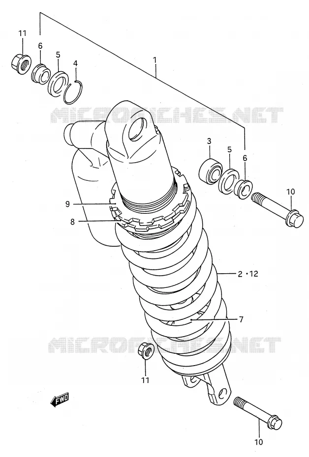SHOCK ABSORBER (MODEL M/N) Suzuki MOTO 250 RMX 1992  RMX250N(E28)