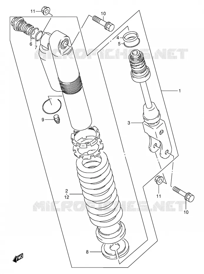 SHOCK ABSORBER Suzuki MOTO 80 RM 1997  RM80V(E24)