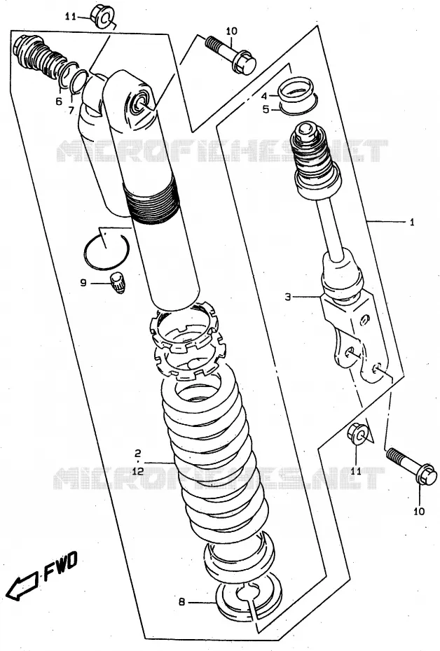 SHOCK ABSORBER Suzuki MOTO 80 RM 1998  RM80XW(T/V/W)