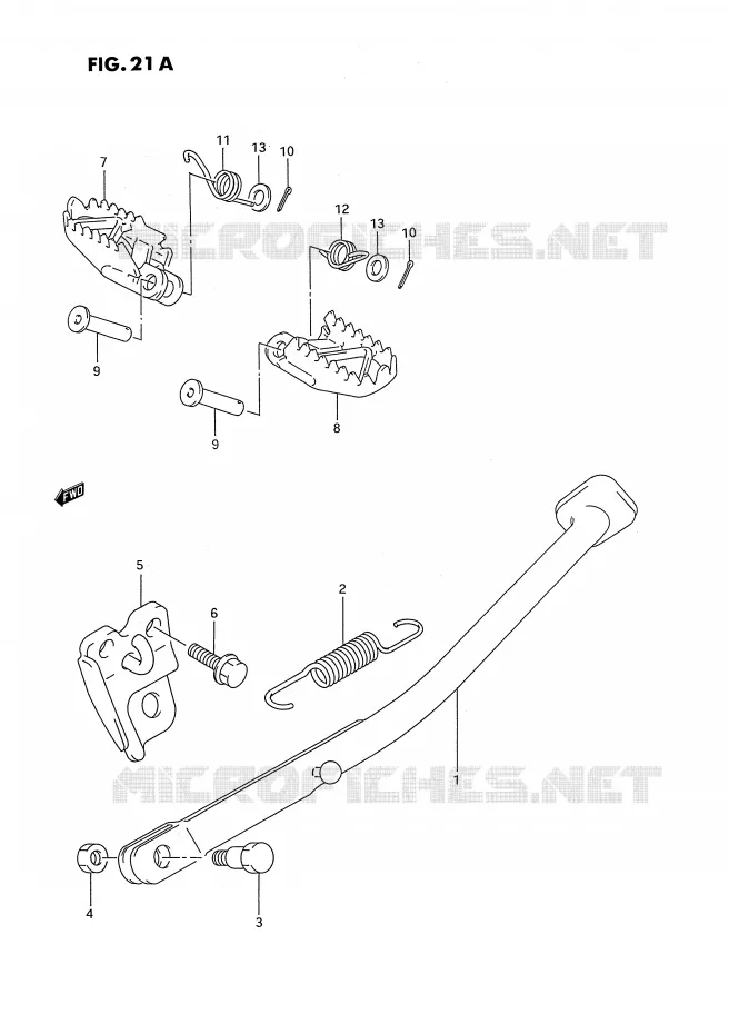 STAND - FOOTREST (MODEL P/R/S/T) Suzuki MOTO 250 RMX 1993  RMX250P(E3)