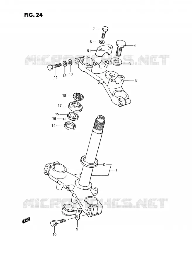 STEERING COLUMN (MODEL G/H/J) Suzuki MOTO 80 RM 1994  RM80R(E3)