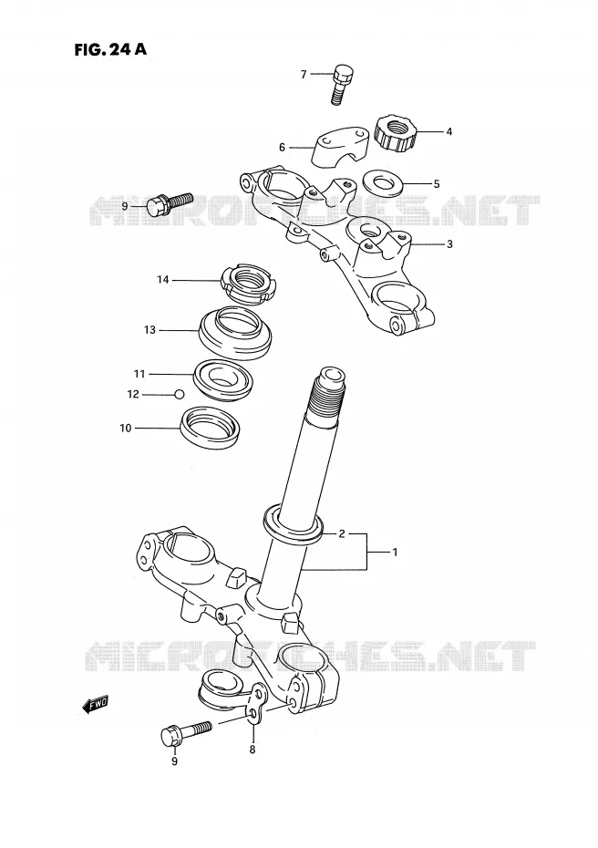STEERING COLUMN (MODEL K) Suzuki MOTO 80 RM 1991  RM80M(E3)