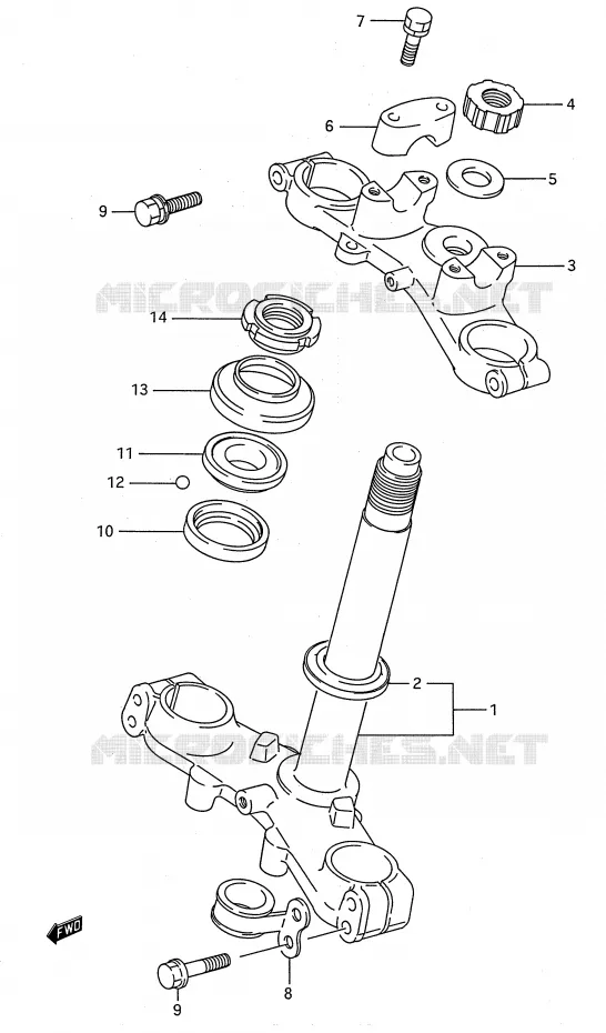 STEERING COLUMN (MODEL K) Suzuki MOTO 80 RM 1993  RM80P(E28)