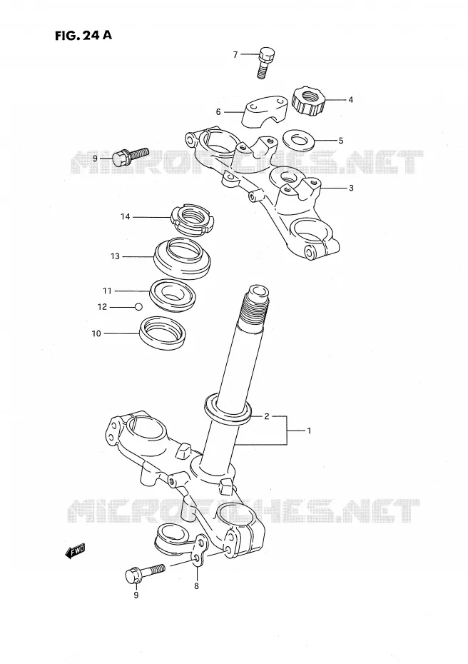 STEERING COLUMN (MODEL K) Suzuki MOTO 80 RM 1994  RM80XR(E2)