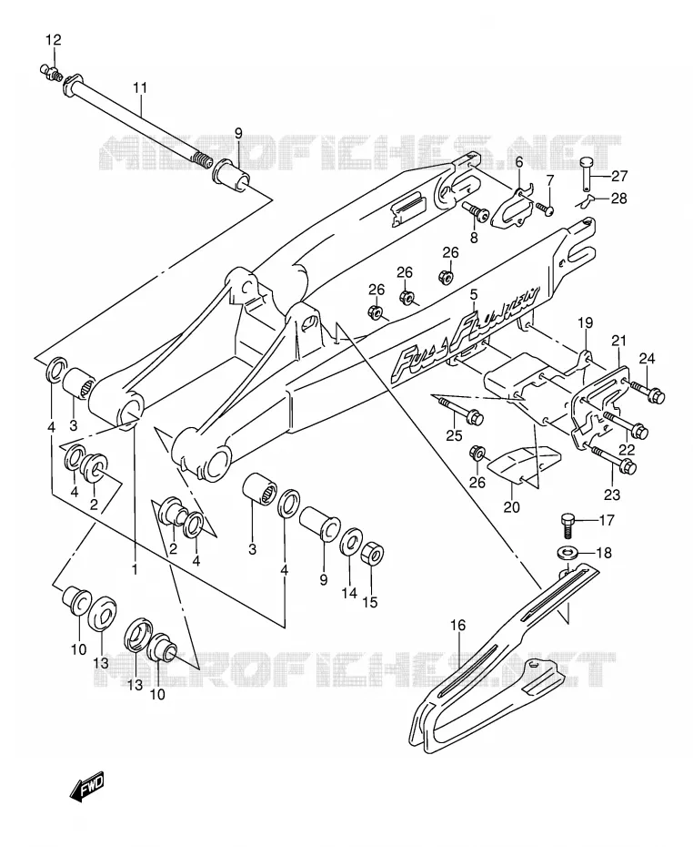 SWINGARM (MODEL K/L) Suzuki MOTO 250 RMX 1993  RMX250P(E1)
