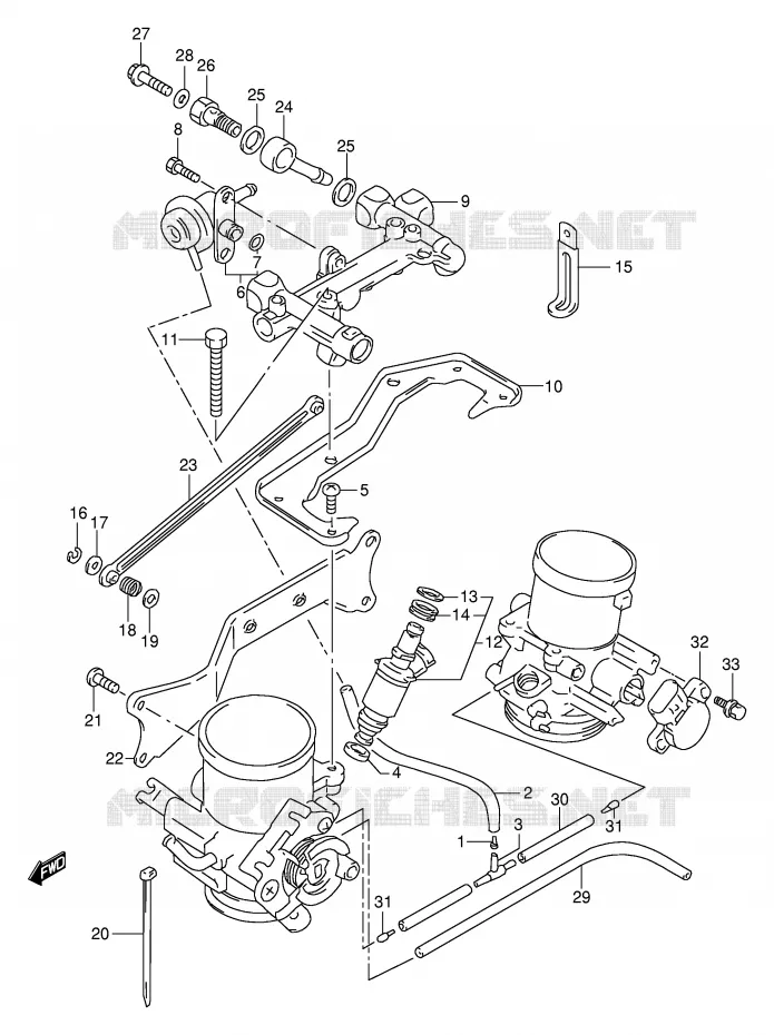 THROTTLE BODY FITTING Suzuki MOTO 1000 TL-S 2001  TL1000SK1(E2)