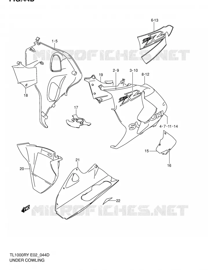 UNDER COWLING (MODEL K2) Suzuki MOTO 1000 TL-R 2000  TL1000RY(E2)