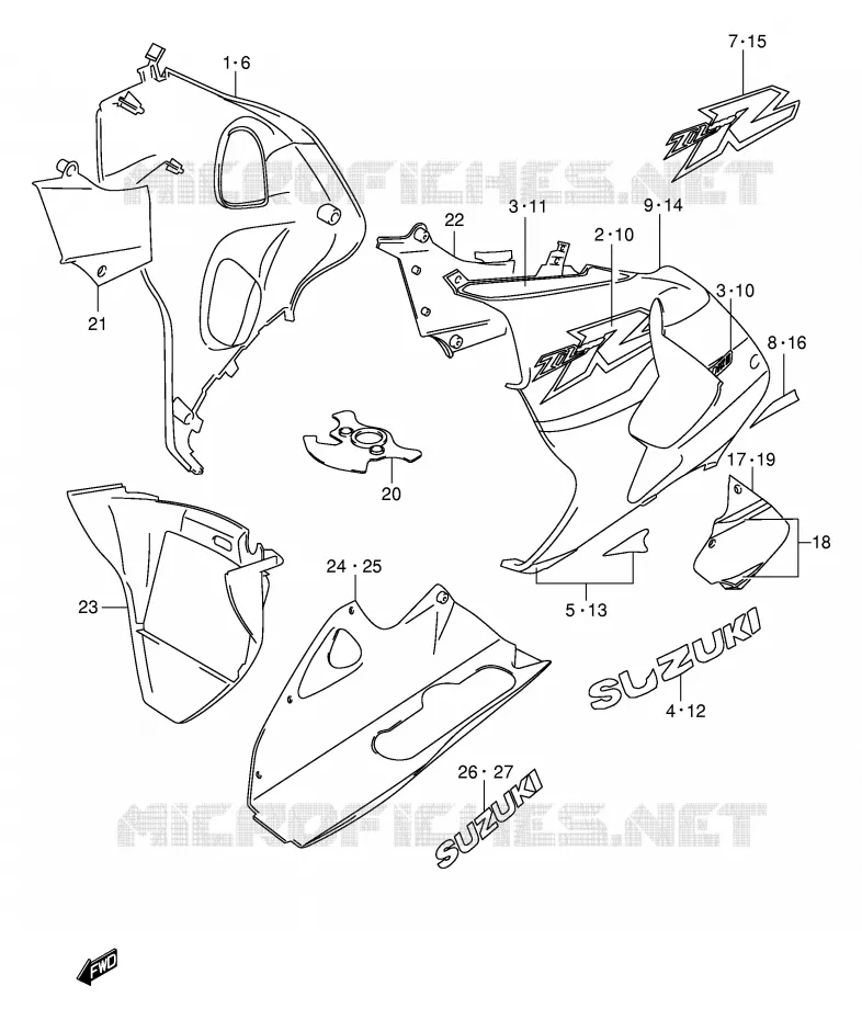 UNDER COWLING (MODEL Y) Suzuki MOTO 1000 TL-R 1998  TL1000RW(E2)