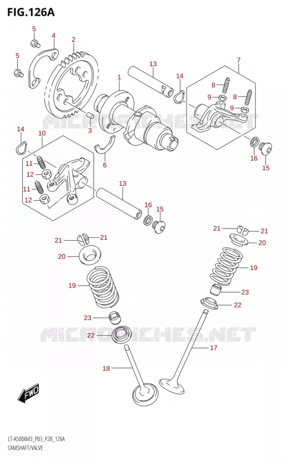CAMSHAFT - VALVES Suzuki QUAD 500 KINGQUAD 2023  LT-A500X M3 (P03,P28,P33)