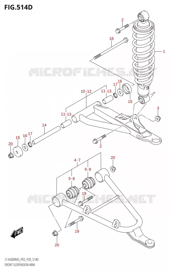 FRONT SUSPENSION ARM (LT-A500XP:M3:P03) Suzuki QUAD 500 KINGQUAD 2023  LT-A500X M3 (P03,P28,P33)