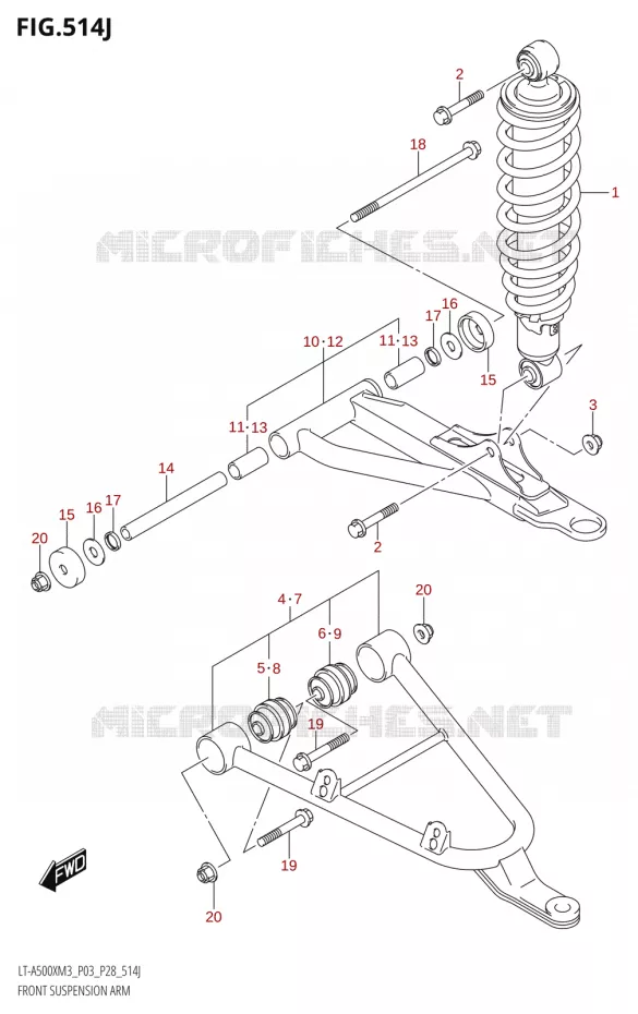 FRONT SUSPENSION ARM (LT-A500XPZ:M3:P33) Suzuki QUAD 500 KINGQUAD 2023  LT-A500X M3 (P03,P28,P33)
