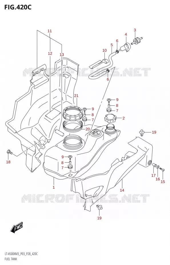 FUEL TANK (LT-A500X:M3:P33) Suzuki QUAD 500 KINGQUAD 2023  LT-A500X M3 (P03,P28,P33)