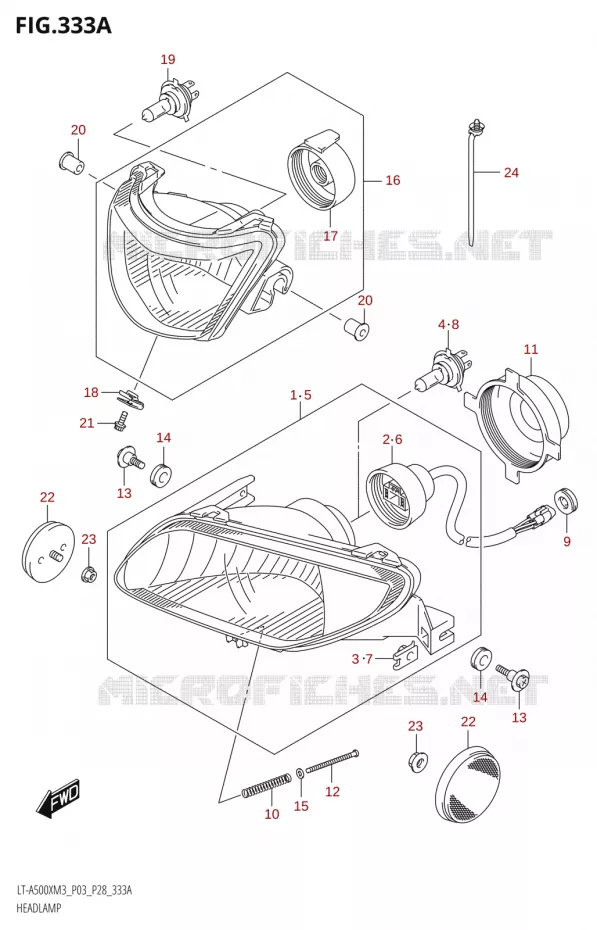 HEADLIGHT Suzuki QUAD 500 KINGQUAD 2023  LT-A500X M3 (P03,P28,P33)