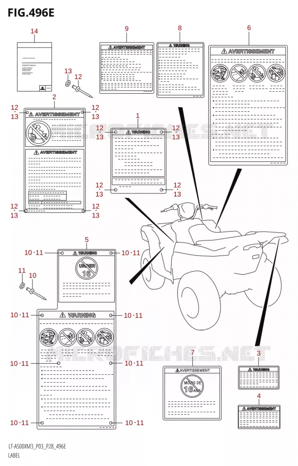 LABEL (LT-A500XP:M3:P28) Suzuki QUAD 500 KINGQUAD 2023  LT-A500X M3 (P03,P28,P33)