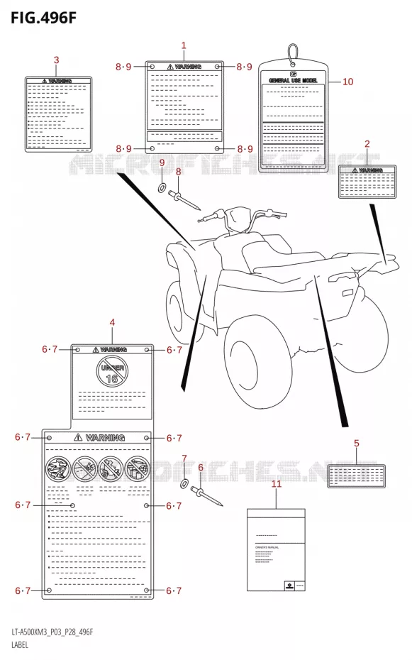 LABEL (LT-A500XP:M3:P33) Suzuki QUAD 500 KINGQUAD 2023  LT-A500X M3 (P03,P28,P33)