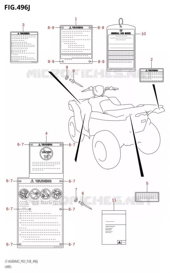 LABEL (LT-A500XPZ:M3:P33) Suzuki QUAD 500 KINGQUAD 2023  LT-A500X M3 (P03,P28,P33)