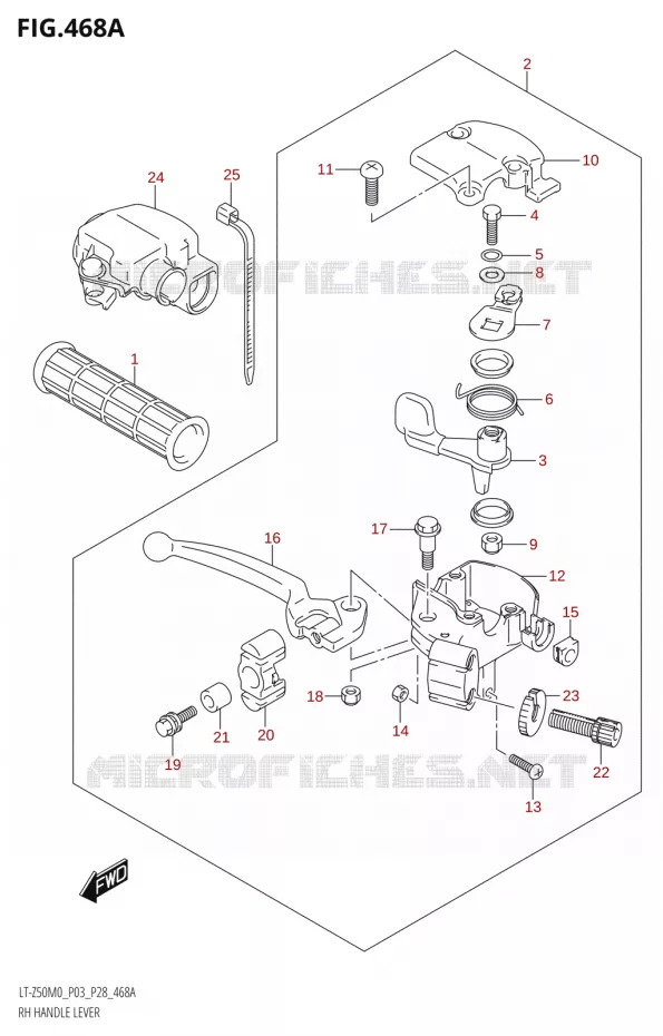 RIGHT LEVER - THROTTLE GRIP Suzuki QUAD 50 QUADSPORT 2020  LT-Z50 M0 (P03/ P28)