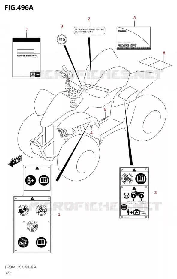 LABEL (P03) Suzuki QUAD 50 QUADSPORT 2021  LT-Z50 M1 (P03 / P28)