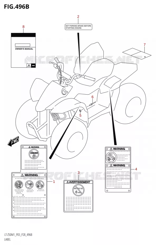 LABEL (P28) Suzuki QUAD 50 QUADSPORT 2021  LT-Z50 M1 (P03 / P28)