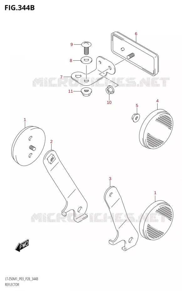 REFLECTOR (P28) Suzuki QUAD 50 QUADSPORT 2021  LT-Z50 M1 (P03 / P28)