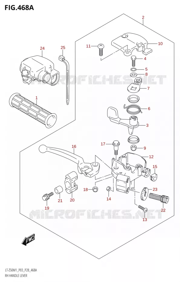 RIGHT LEVER - THROTTLE GRIP Suzuki QUAD 50 QUADSPORT 2021  LT-Z50 M1 (P03 / P28)