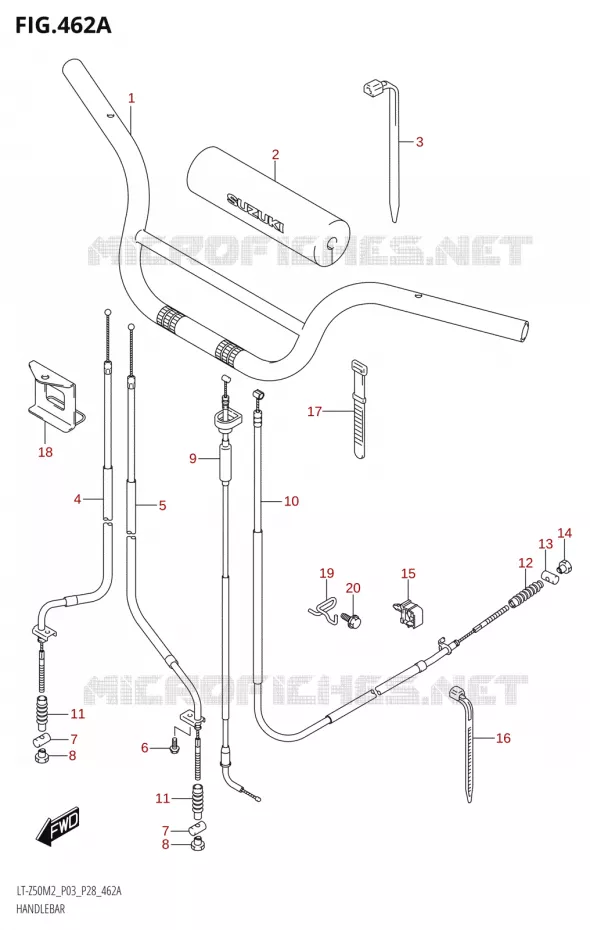 HANDLEBAR Suzuki QUAD 50 QUADSPORT 2022  LT-Z50 M2 (P03 / P28)