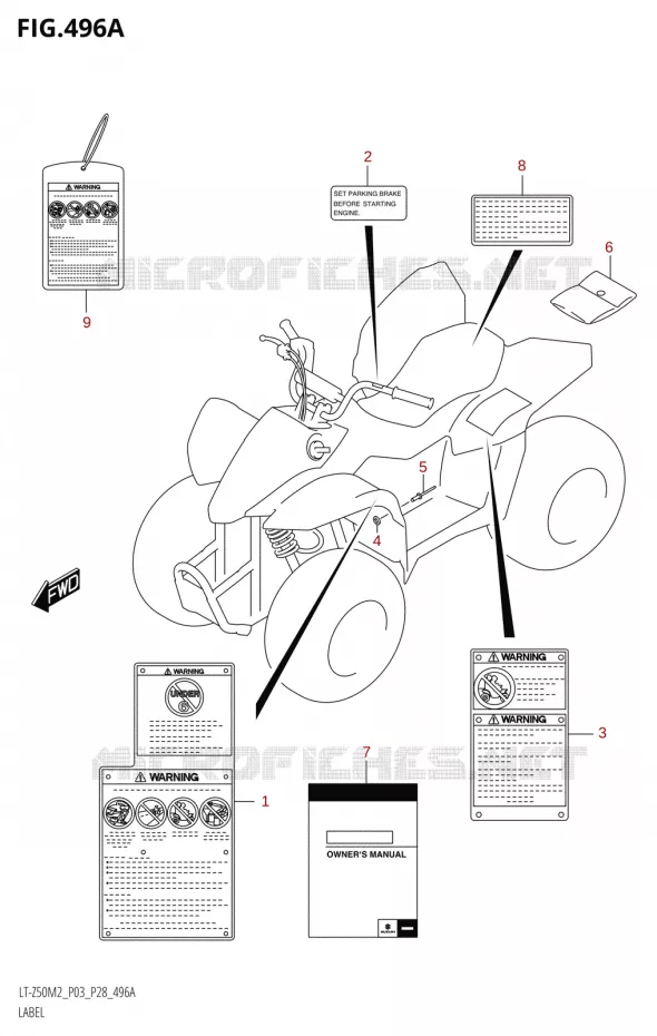 LABEL (P03) Suzuki QUAD 50 QUADSPORT 2022  LT-Z50 M2 (P03 / P28)