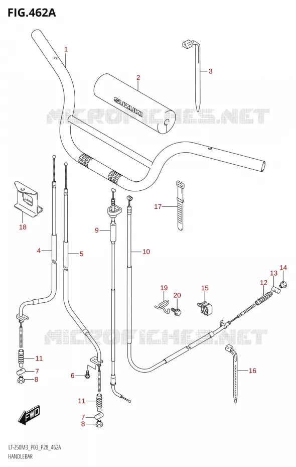 HANDLEBAR Suzuki QUAD 50 QUADSPORT 2023  LT-Z50 M3 (P03 / P28)